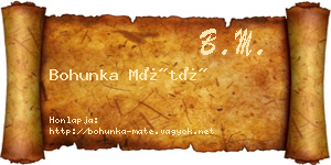 Bohunka Máté névjegykártya