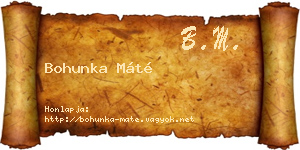 Bohunka Máté névjegykártya